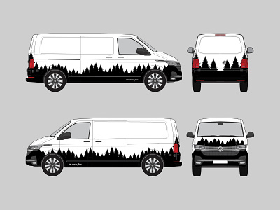 Van Wrap car design forest illustration minimal simple sunvan trees van vehicle wrap