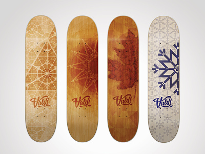 Valdi Skateboards branding geometric pattern seasons skateboard