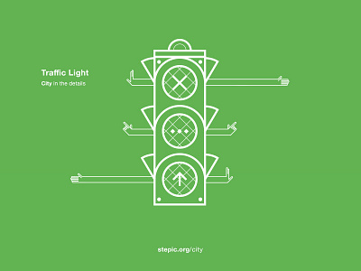 City in the details: Traffic light city details green hand light line art traffic