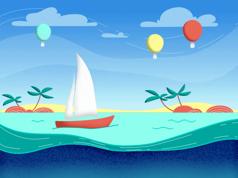 Sunny Beach aftereffects animation beach character animation illustration movement ocean peach sail sea sunny vector wind