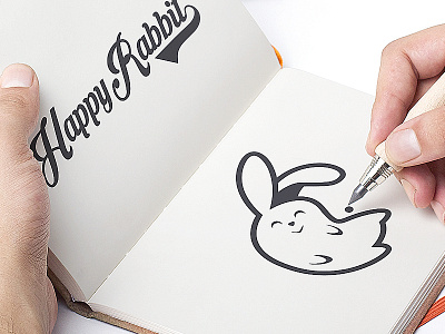 Happy Rabbit creative logo rabbit logo web logo