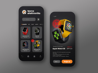 Texno Elektroniks mobil app. app ui ux web website