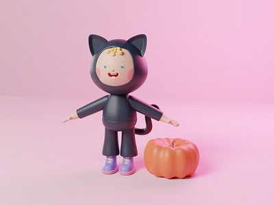 Cat baby 3d art 3dcharacter art characterdesign design digitalart halloween illustration pumpkin