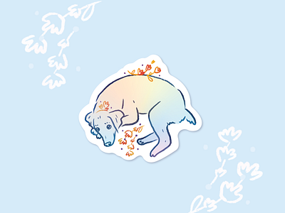 Holographic Doggo blue cute dog floral holographic illustration puppy