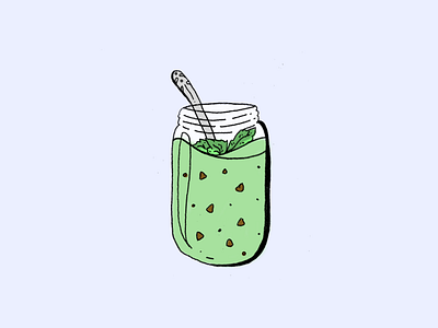 Mint Smoothie illustration jar mint smoothie