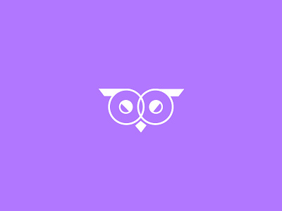 Owl see you later. eyes logo mark owl purple triangle white