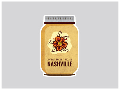 Sweet Southern Nashville flower grey honey illustration jar mason nashville sticker sweet vector