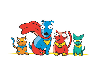 Nashville Humane Society - Super Pets! cats dogs illustration nashville vector