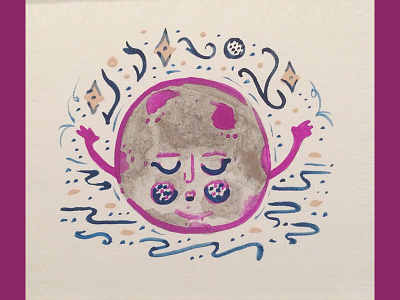 Moon Swoon cute gouache illustration magic moon painting