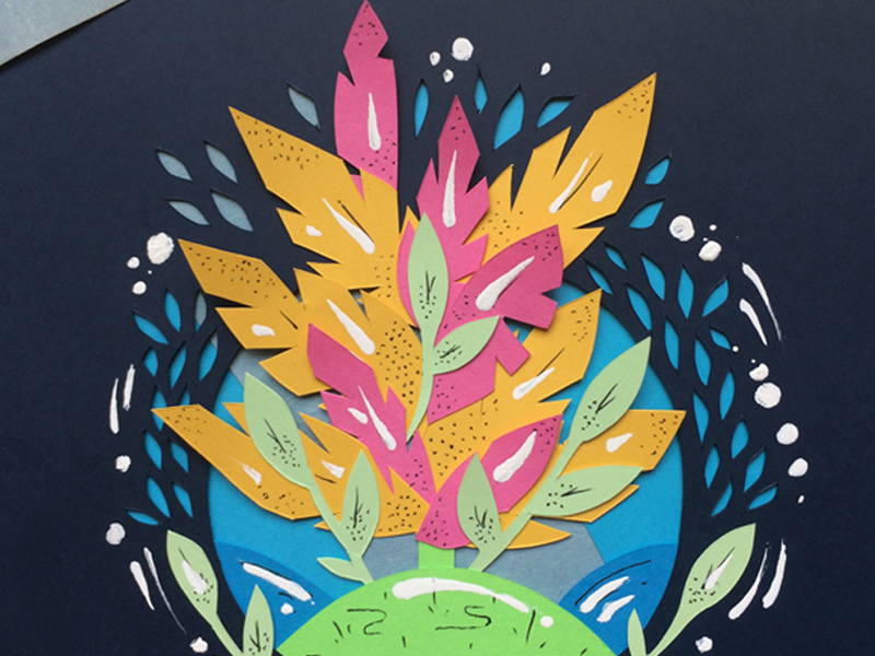 Summertime paper cutout water palm summer cutout paper