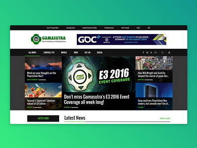 Gamasutra Website Redesign gaming news site ui ux web web design