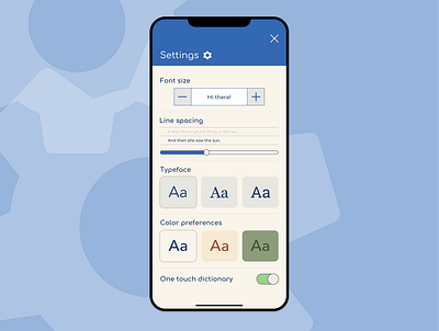 Daily UI 07: Settings app design daily ui daily ui 007 kindle reader app settings settings ui ui