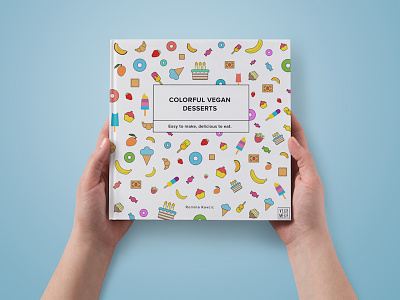 VEGAMEGA - Colorful vegan desserts book book cover design illustrations print
