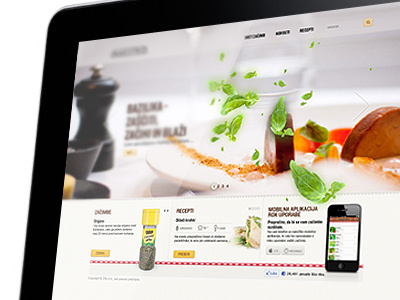Header with flying spices cooking ui web website