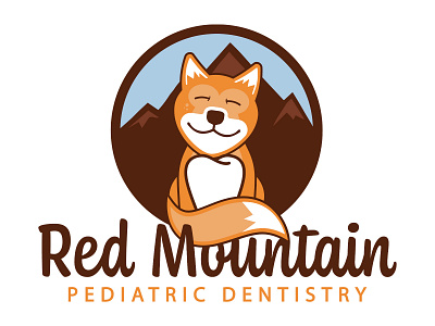 Red Mountain Pediatric Dentistry Logo branding design illustration logo