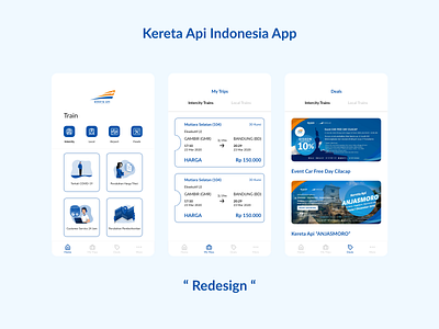 Kereta Api Indonesia Mobile App (Redesign) adobexd app app design apple application blue design design app rebranding simple uiux