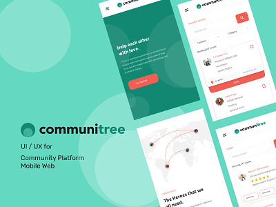 Communitree adobexd application community community app design green mobile web simple uiux ux