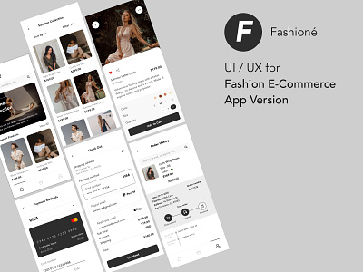 Fashioné adobexd application design fashion fashion app grey logo marketplace simple uiux