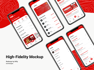 OCTO Mobile by CIMB (Redesign) adobexd app application branding clean design finance iphone logo red simple uiux
