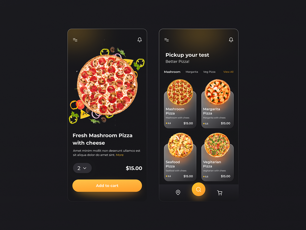 Pizza App UI Design by Rakesh on Dribbble