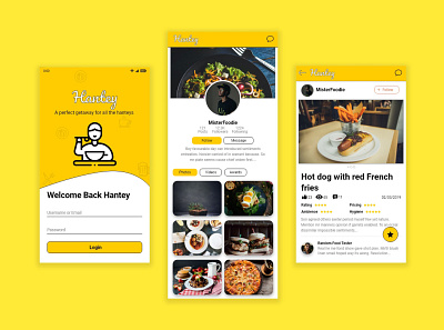 Mobile design for foodie app adobe xd foodie app illustration mobile app design social network ui