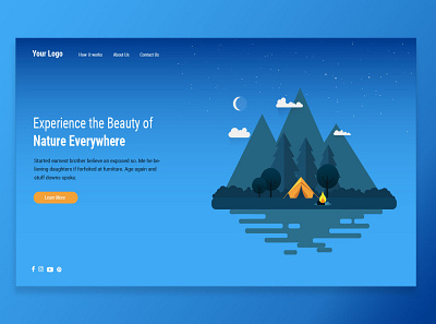 Landing page nature explore 2d art 2d illustration adobe xd design illustration landing page ui vector web design