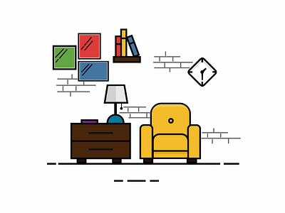 Living room flatart illustration illustrator vector