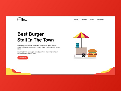 Landing page for burger stall 2d art adobe xd design illustration illustrator landing page ui vector web design