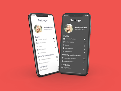 Setting app | Daily Ui 007 daily 100 challenge daily ui dailyui dailyui007 dailyuichallenge dark mode dark theme design dribble dribble shot minimal typography ui ux