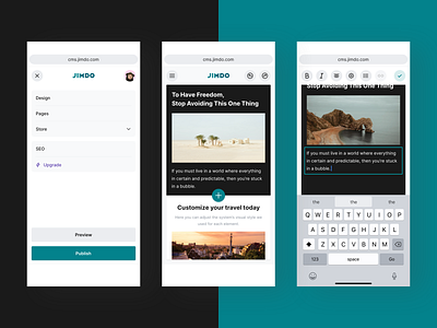 Jimdo.com CMS – Mobile Concept