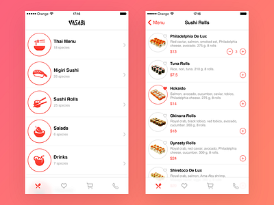 Sushi Delivery App app design interface ios mobile sushi ui ux