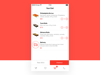 Sushi Delivery App app design interface ios mobile sushi ui ux