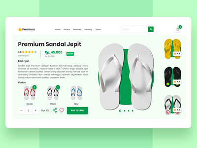 Sandal Jepit Premium Web UI Exploration design flat minimal premium simple ui uidesign uiux uiuxdesign ux web web ui design webdesign