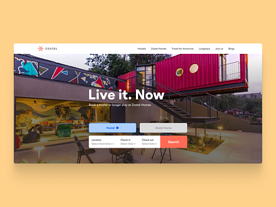 Zostel Landing Page redesign design ui web
