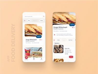 Food Delivery App app design figma food minimal typogaphy ui ux vector web webdesign