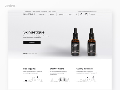 Online Cosmetics Store air antro clear design ecommerce figma fullscreen interface minimal ui ux webdesign