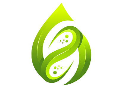 Awesome green leaf water drop vector logo illustration