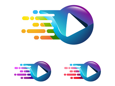 Colorful button play vector logo template