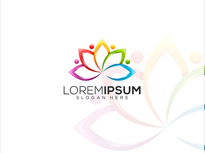 lotus yoga colorful vector logo design illustration