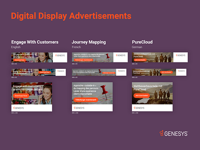 Genesys Display Advertisements advertisement advertising cloud based customer experience digital ad digital advertising display display ad english french german software company