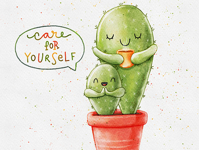 Care for yourself and calm down doodle doodle art doodleart illustration procreate watercolor