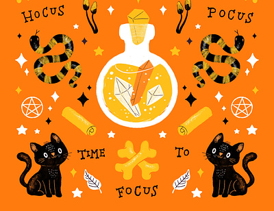 Hocus Pocus - Time to Focus doodle doodle art doodleart halloween halloween design illustration procreate witch witchcraft
