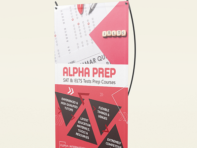 Roll up banner for alpha sat & ielts test ad advertisment arab arabic branding courses design education graphic design illustration illustrator logo red reden rollup saudi ui تصميم رول أب عربي