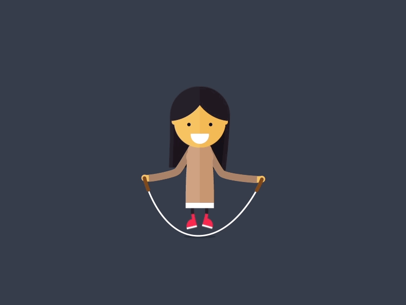 Girl Jump Rope - GIF animation cute flat gif girl jump jump rope rope