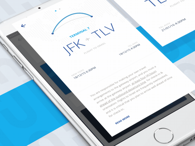 Itinerary - GIF boarding pass millennial iphone ios android app ux ui animation ticket flight travel