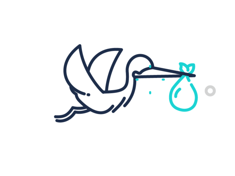 Stork Delivery - GIF animation baby bird fly frame by frame line art