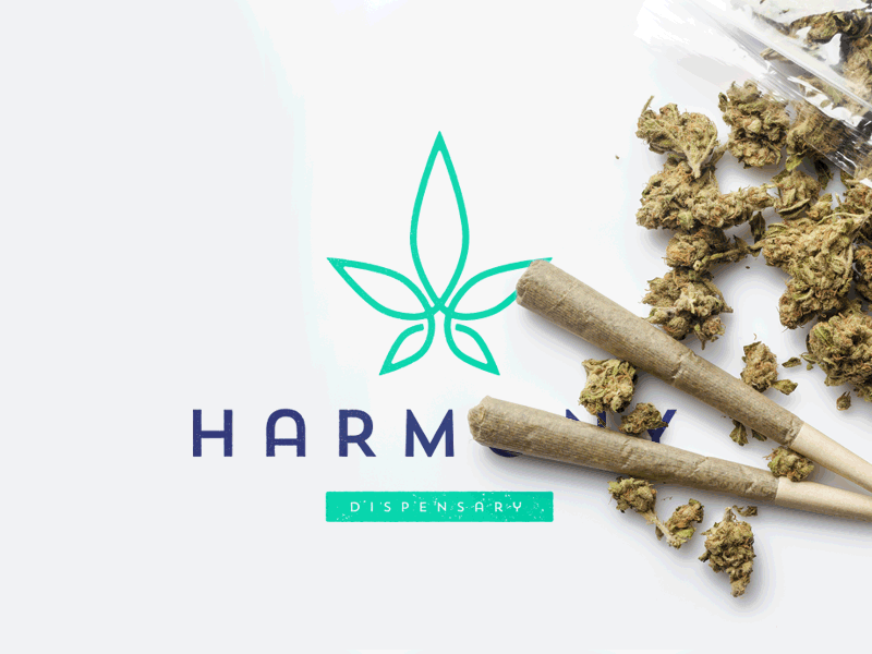 Harmony Logo 420 cannabis dispensary high leaf marijuana medical smoke weed