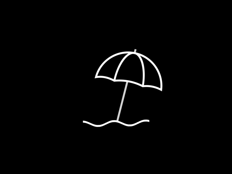 Beach Umbrella - Gif animated beach icon line art sharp summer sunny water wave