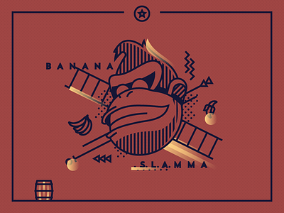 Donkey Kong abstract banana barrel game gorilla gradient halftone illustration mario vector