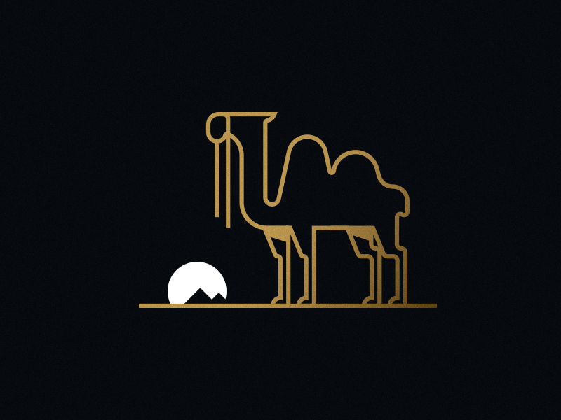 Camel 2.0 dark gold sharp minimal illustration desert camel